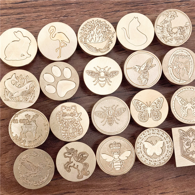 Wax Seal Stamp Set - رأس ختم شمعي بتصميم فراشة وحيوان