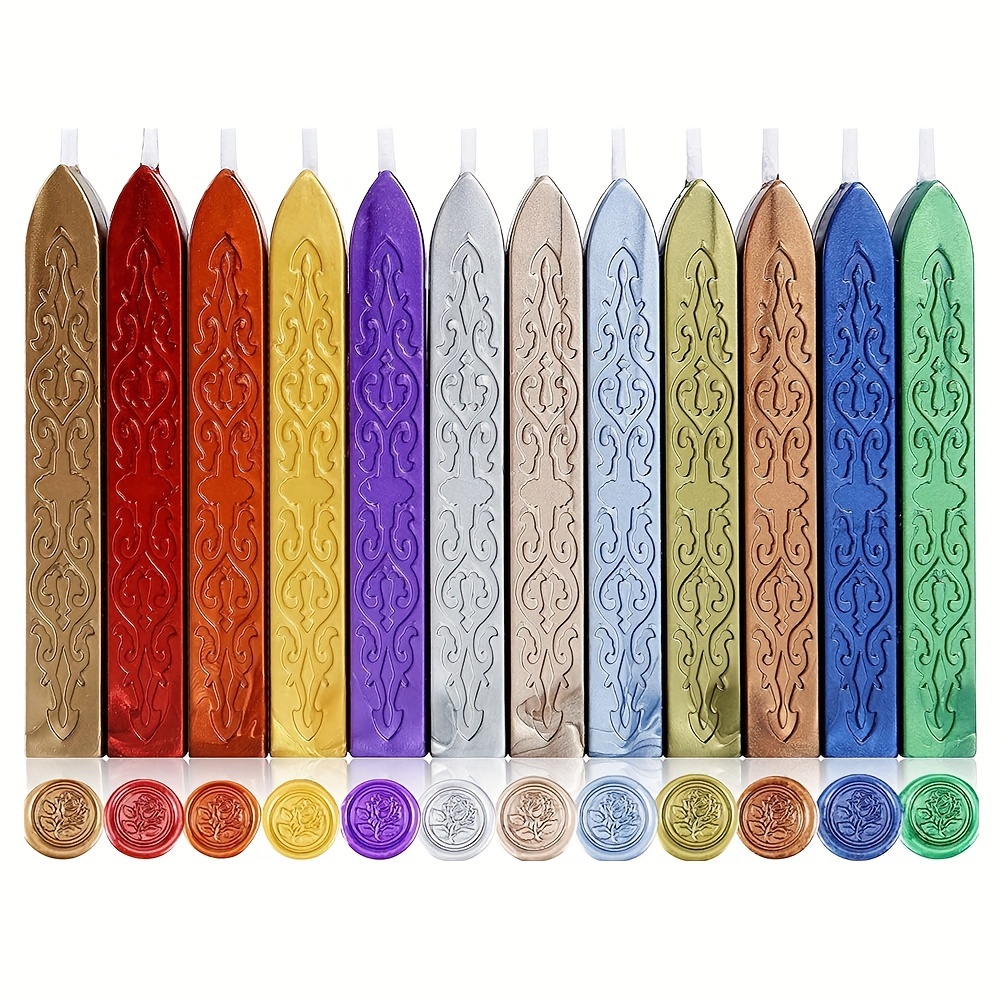 12 قطعة/الحقيبة أعواد شمع معدن - مراجعة Wax Seal Stamp Set وسعره